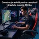 Геймърски стол GALAXIA ергономичен, LED RGB, лумбален масаж, разтегателна поставка за крака, регулируема облегалка 90-165 градуса, възглавници за врат и кръст, Черен/Червен