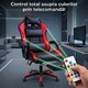 Геймърски стол GALAXIA ергономичен, LED RGB, лумбален масаж, разтегателна поставка за крака, регулируема облегалка 90-165 градуса, възглавници за врат и кръст, Черен/Червен