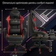 Геймърски стол GALAXIA ергономичен, LED RGB, лумбален масаж, разтегателна поставка за крака, регулируема облегалка 90-165 градуса, възглавници за врат и кръст, Черен/Червен