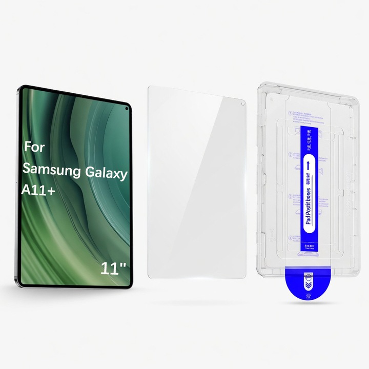 OLOEY védőfólia Samsung A11+ 11inch készülékhez, edzett üveg, automatikus por eltávolítás, buborékmentes, HD tisztaság, egyszerű telepítés, magas érzékenység