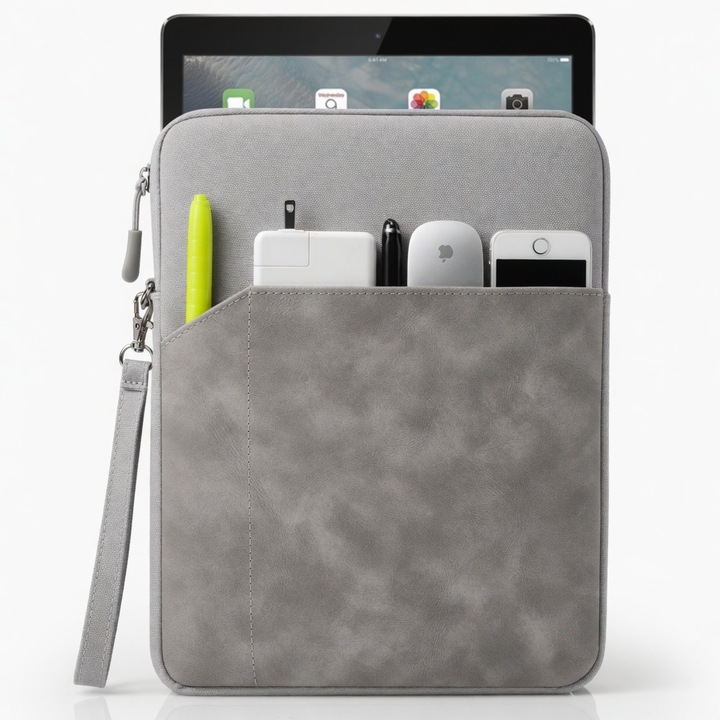 Husa Tableta pentru 9 - 11 inch, OLOEY®, Universala Compatibila Samsung Apple Lenovo Huawei, Impermeabila, Mare Capacitate, cu Maner, Portabila, Gri