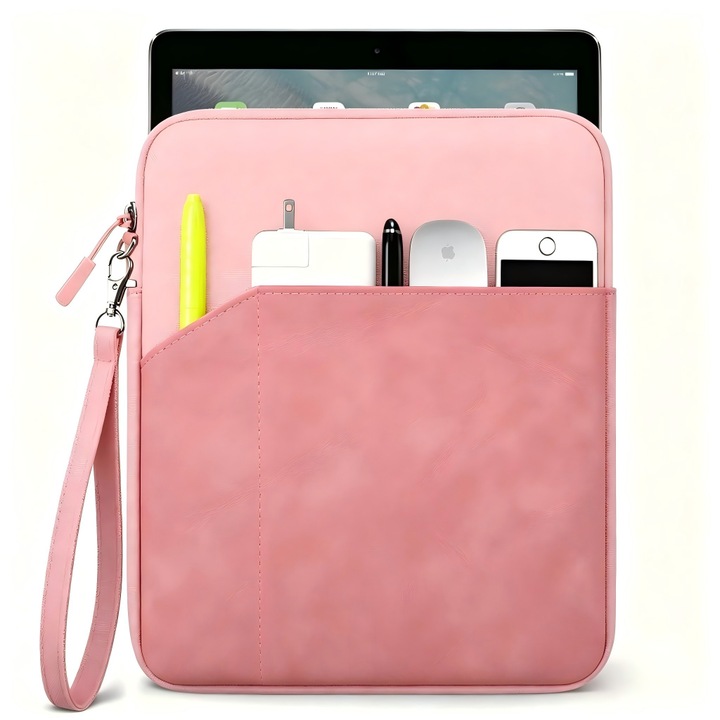 Husa Tableta pentru 9 - 11 inch, OLOEY®, Universala Compatibila Samsung Apple Lenovo Huawei, Impermeabila, Mare Capacitate, cu Maner, Portabila, Roz
