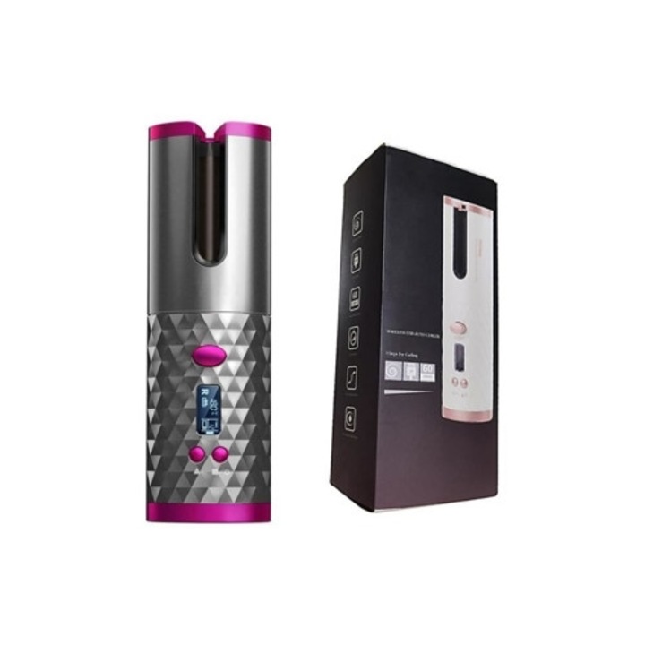 Hajsütővas, USB töltés, szürke, dobozzal