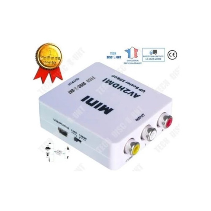 HDMI-RCA átalakító, audio és videó adapter, Wii-hez, USB töltés, mini TV, játékkonzolokhoz