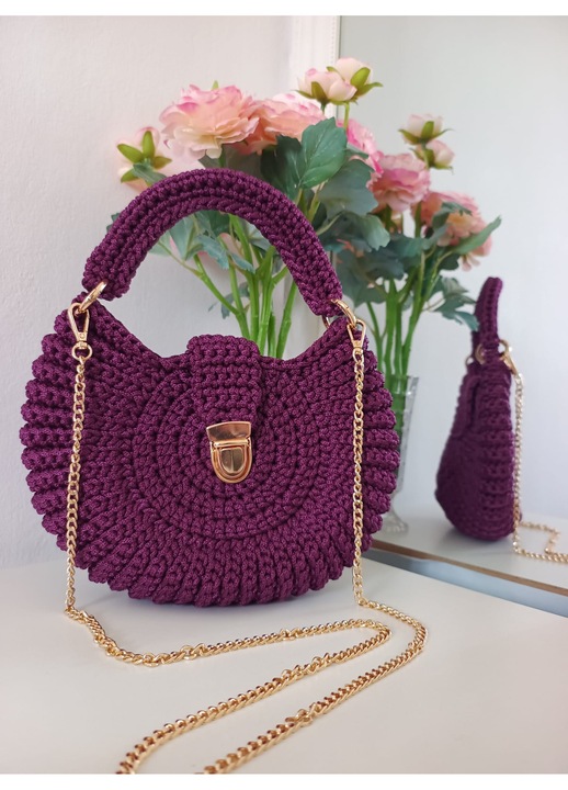 Geanta de dama crosetata, handmade, "Lola" - mov