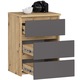 Noptiera pal 3 sertare glisiere metalice, 40x35x57 cm, design elegant, stejar artisan gri