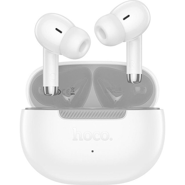 Casti Wireless Hoco TWS EQ24, alb, Bluetooth 5.4, autonomie 7h, dimensiuni 61x48x27mm
