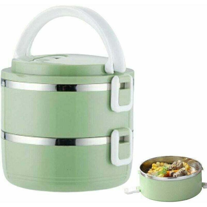 304 rozsdamentes acél élelmiszeres doboz, 1400ml, ergonomikus fogantyúkkal, 14.5cm, irodába és kempingezéshez