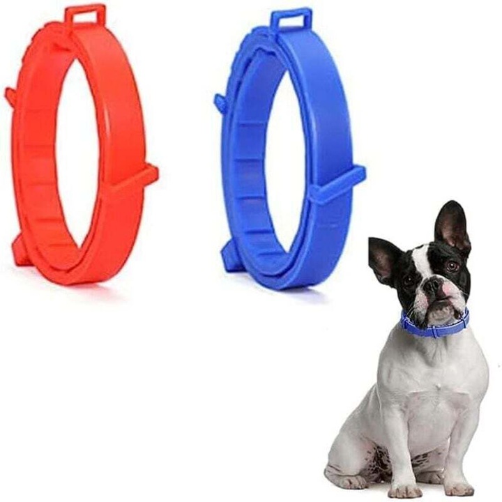 Set 2 coliere antiparazitare pentru caini si pisici, ajustabile, waterproof, 62cm