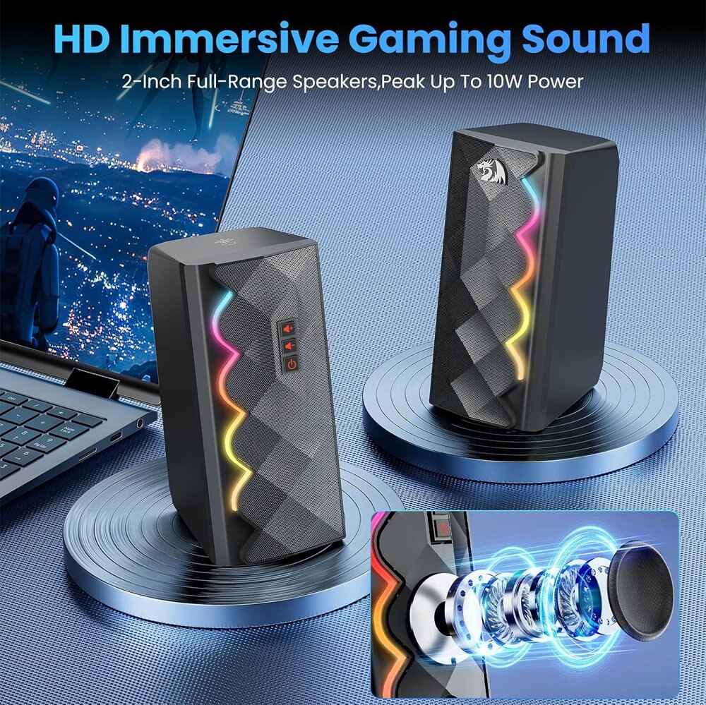 Boxe gaming Redragon GS522, 2.0, RGB, 10W, multicolor - eMAG.ro
