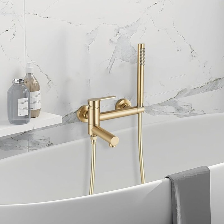 Fürdőszobai csaptelep, hideg és meleg vizes keverő, antik bronz, 10.2 cm széles, minimalista design