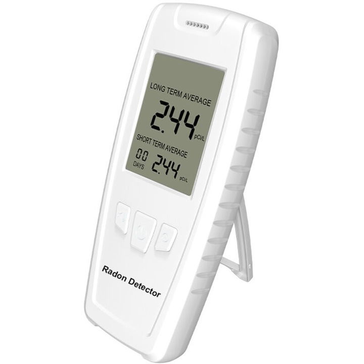 Detector de radon de masa, monitor de aer interior, masurare in timp real, afisaj digital, stocare date, alarme audibile si vizuale, 180x120x80mm