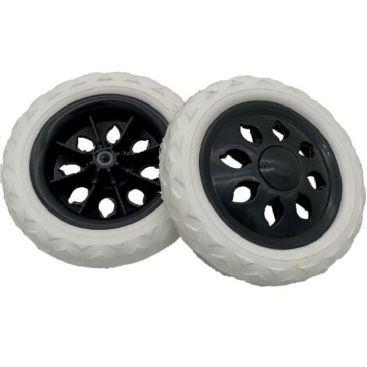 Set de 2 roti de schimb pentru carucior de cumparaturi, alb si negru, 180x80x32mm