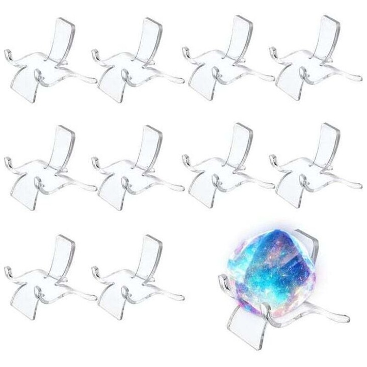 10 darab átlátszó műanyag állvány készlet ásványok kiállításához, 566.2CM