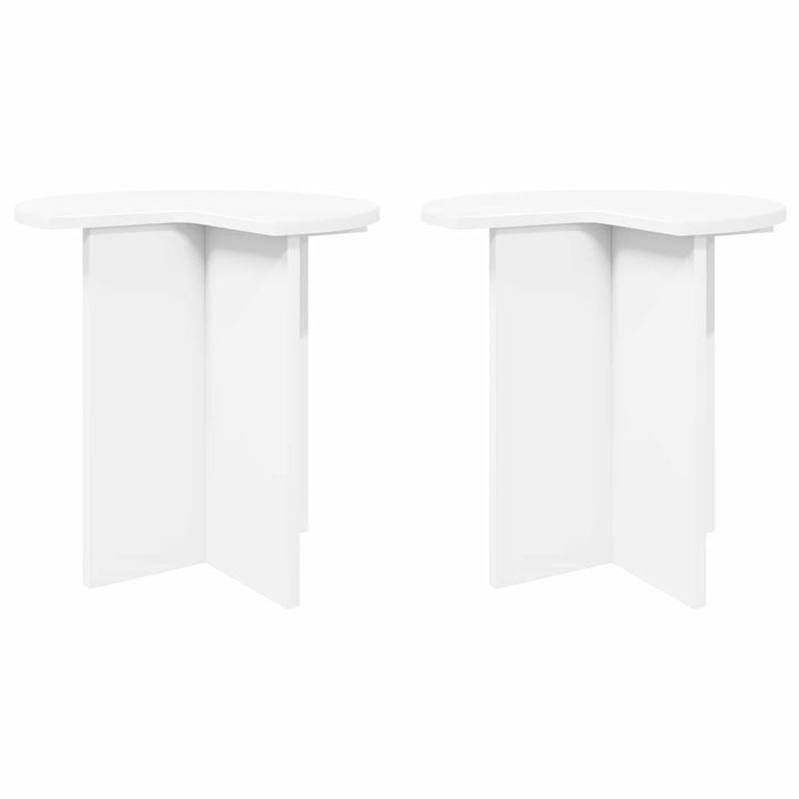 Странична маса vidaXL, 2 pcs Бяло Ø 39 x 38 см Инженерна дървесина
