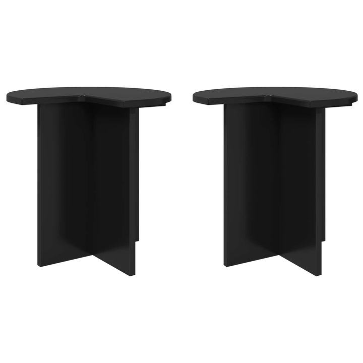 Странична маса vidaXL, 2 pcs Черен дъб Ø 39 x 38 см Инженерна дървесина