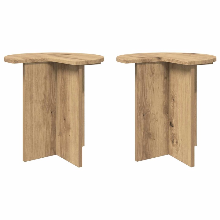 Странична маса vidaXL, със съхранение 2 pcs Дъб артизан Ø 39 x 38 см