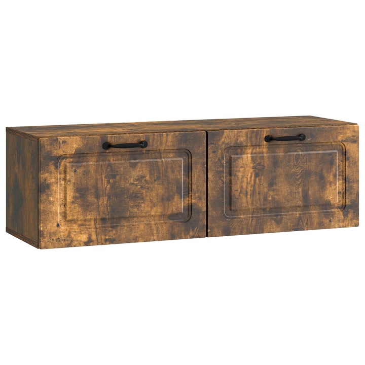Oglinda TV montata pe perete vidaXL, Stejar fumuriu 98 x 31 x 30 cm