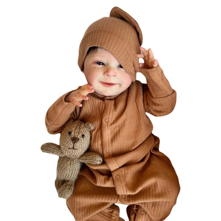 Reborn szilikon baba, élethű kislány, scnbom, barna, 1,3 kg, 46 cm