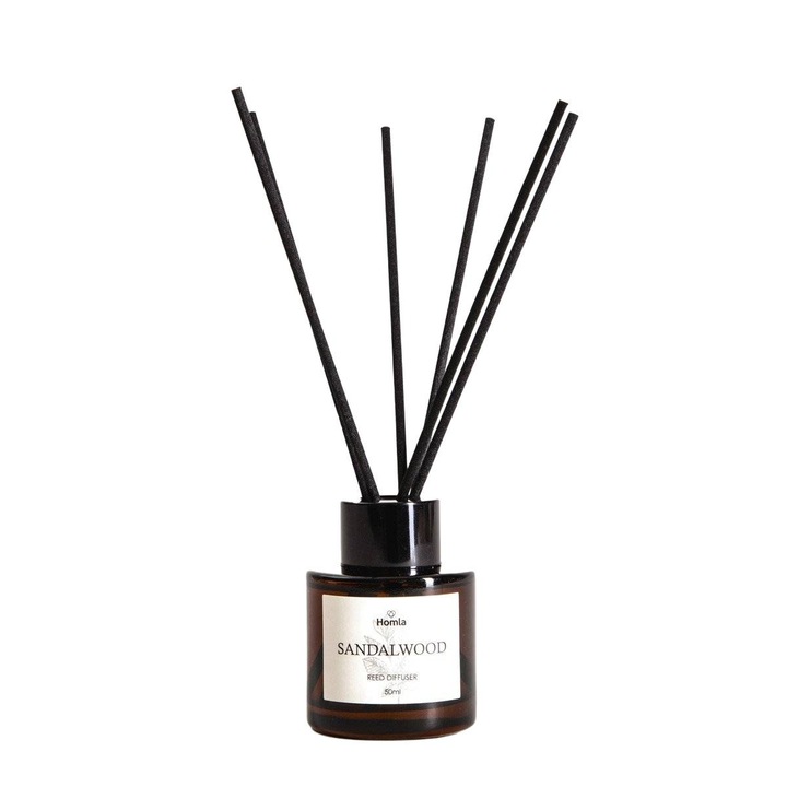 Dyfuzor de aroma TOFU Sandalwood 50 ml, 6 betisoare, parfum lemnos, elegant