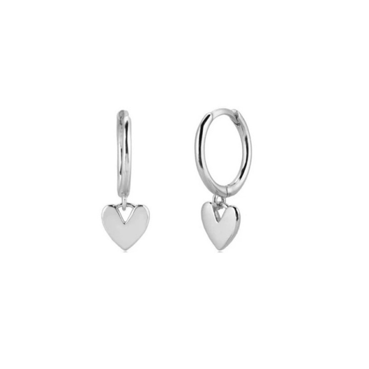 Cercei din argint S925 pentru femei, CK, design elegant, argintiu, diametru 9mm, lungime pandantiv 6mm
