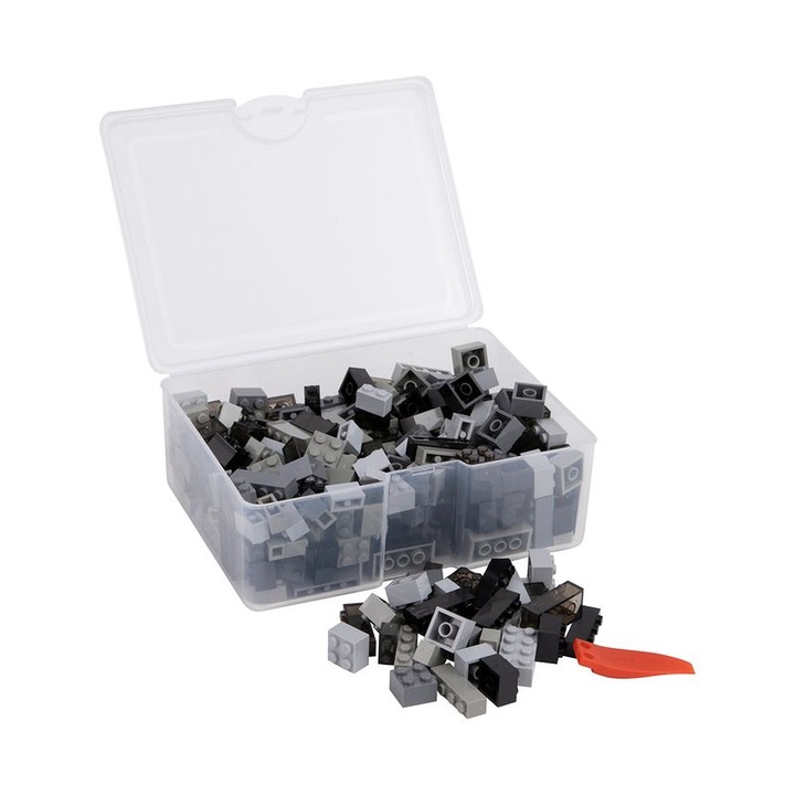 Set de constructie Q-Bricks, 300 piese, Gri/Negru