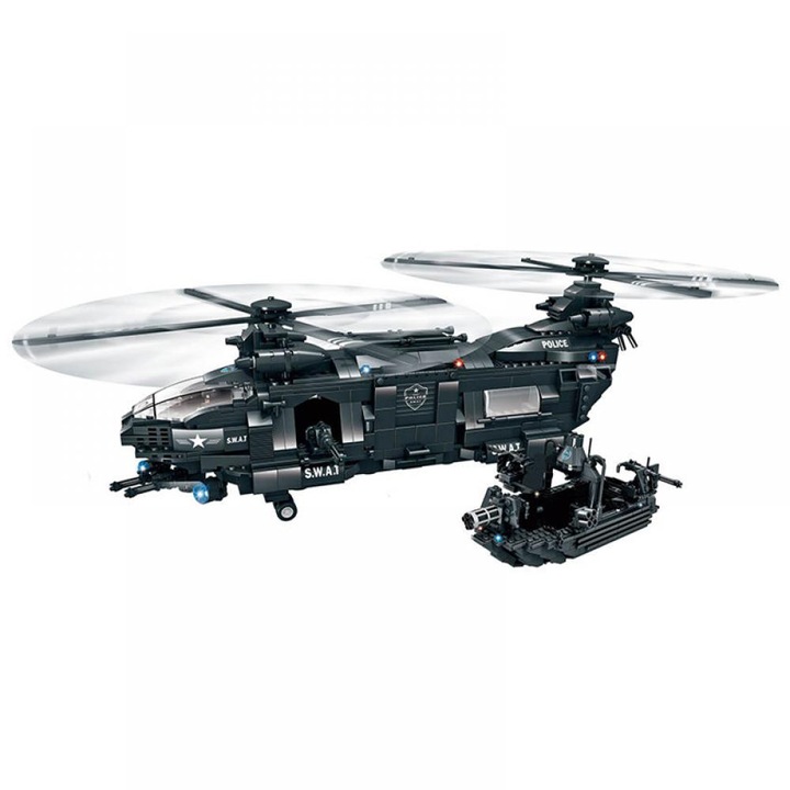 Конструктор Lego Woma® C0550A – 1251 части, SWAT Hawk Helicopter + Boat, EC-SWAT Air Cargo Transport
