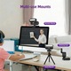 Уеб камера 4K Ultra HD, Xiusaqio, с вградена LED светлина, автофокус, въртене на 360°, включен статив, микрофон, Plug & Play, за конференции и стрийминг, черна