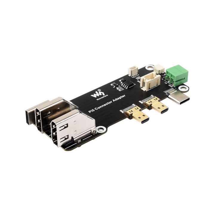 Micro HDMI-HDMI adapter Raspberry Pi 5 / 4B-hez, 4K HDMI interfész bővítés, kettős 4K kimenet, 5V Type-C vagy terminál tápellátás, konverziós kártya