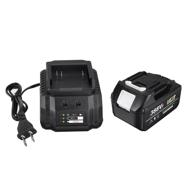 Acumulator reincarcabil pentru scule electrice, 388VF Li-ion, 15000mAh, Pentru cheie cu impact, bormasina, ferastrau, Interfata compatibila, Negru