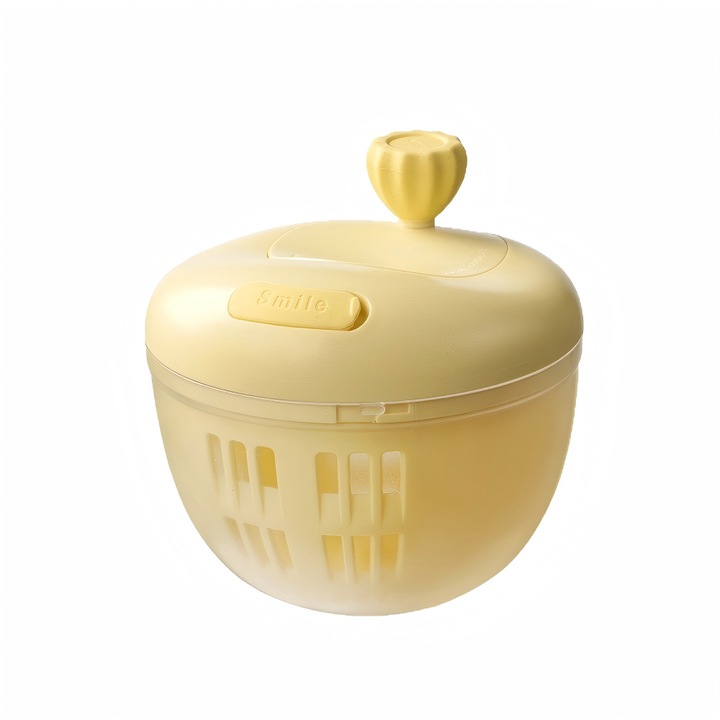 OLOEY®, Sita centrifuga, Mossa és szárítsa meg a zöldségeket és gyümölcsöket egyszerre – Kézi szárító 900ml, Forgó kosár otthoni konyhába, Centrifugális szűrő
