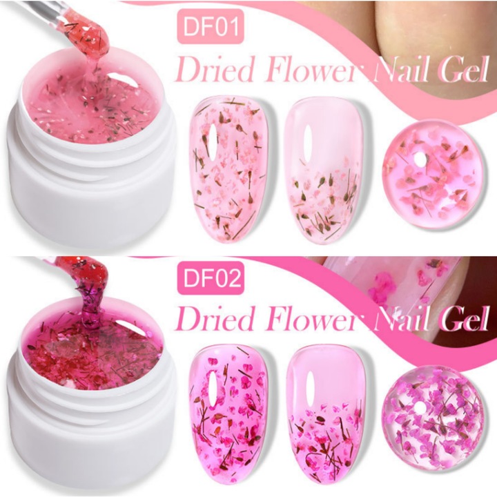 2pc Lac pentru unghii Gel de flori uscate Flori naturale Zana Serie Semi Permanenta Inmuie UV Pictura pentru unghii Lacuri pentru unghii roz Arta pentru unghii