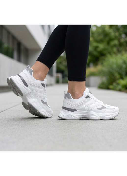 Sneakers dama chunky cu platforma, Alb