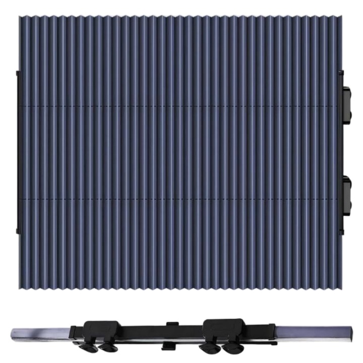 Parasolar Auto Rulant pentru Parbriz, Retractabil cu 2 Ventuze, Reglabil si Decupabil, Latime 65cm Extensibil la 140cm, Negru