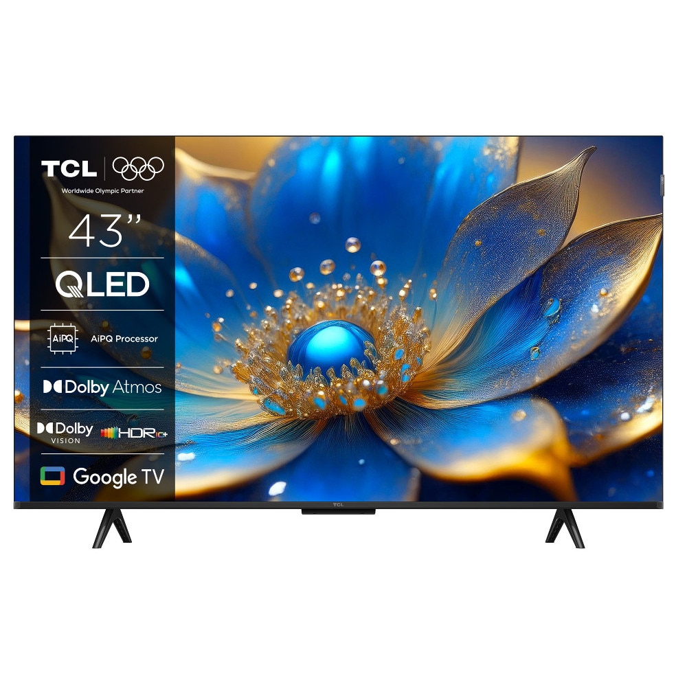 Televizor QLED Smart TCL, 109 cm, Ultra HD 4K, Google TV, Negru