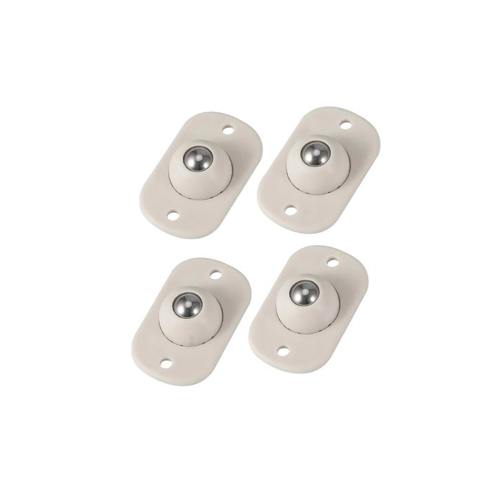 4 db öntapadós forgó kerék szett, GlideRoll Compact, golyóscsapágyak, 360 fokos forgatás, maximális terhelés 8 kg, fúrás nélküli rögzítés, fém és műanyag, tárolódobozokhoz és fiókokhoz alkalmas, bézs
