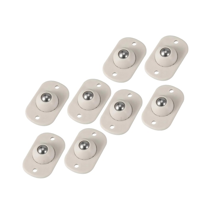 8 db öntapadós forgó kerék szett, GlideRoll Compact, golyóscsapágyak, 360 fokos forgatás, max. 8 kg terhelés, fúrás nélküli szerelés, fém és műanyag, tárolódobozokhoz és fiókokhoz alkalmas, bézs
