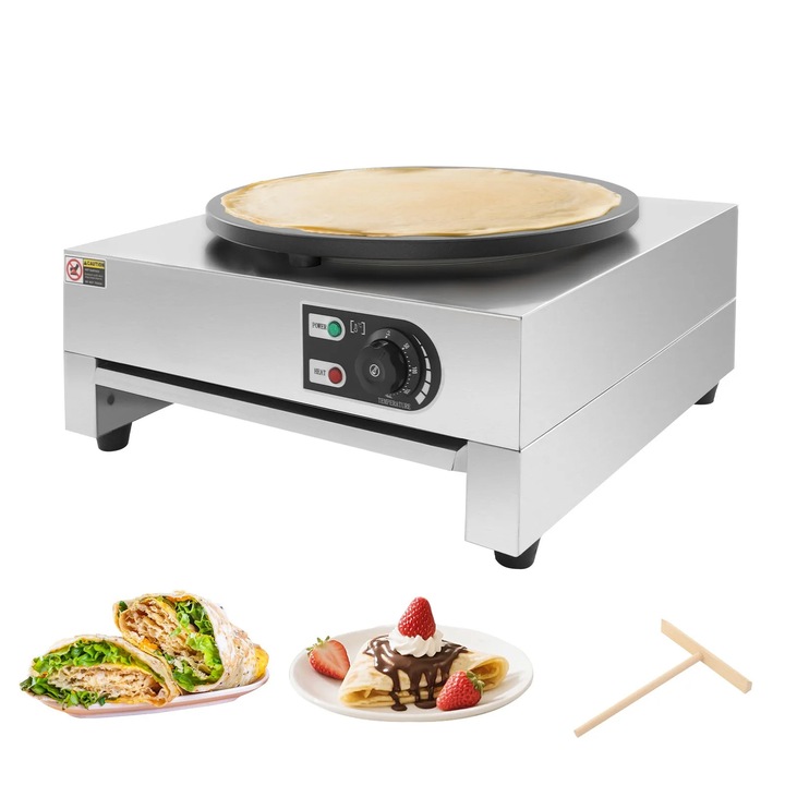 Aparat pentru clatite, Placa electrica, 3000 W, Strat antiaderent, Picioare antiderapante, Usor de curatat, Priza EU, Spatula din lemn inclusa