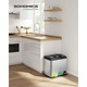 Cos gunoi inox 3 compartimente colectare selectiva 3x8l, 47x28x40 cm, pedala, argintiu negru