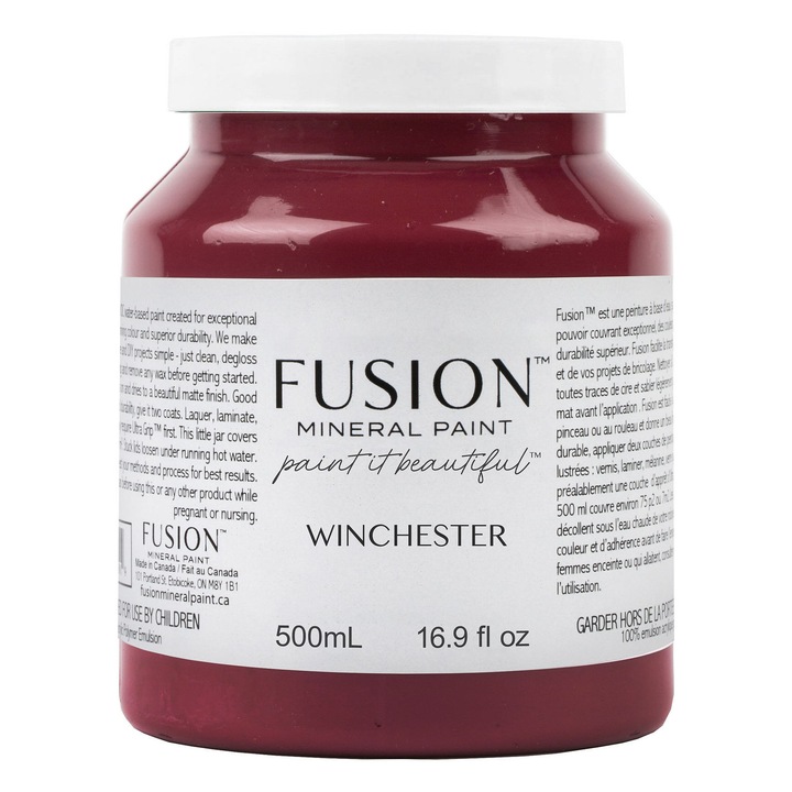 Fusion Mineral Paint bútorfesték, Winchester, Burgundy, matt felület, beépített védelemmel, 500 ml