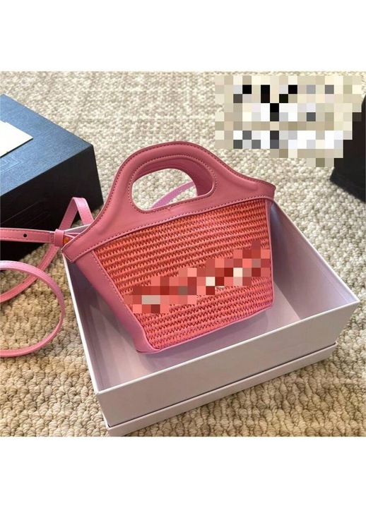 Raffia válltáska, mini zöldségkosár, rózsaszín, nőknek