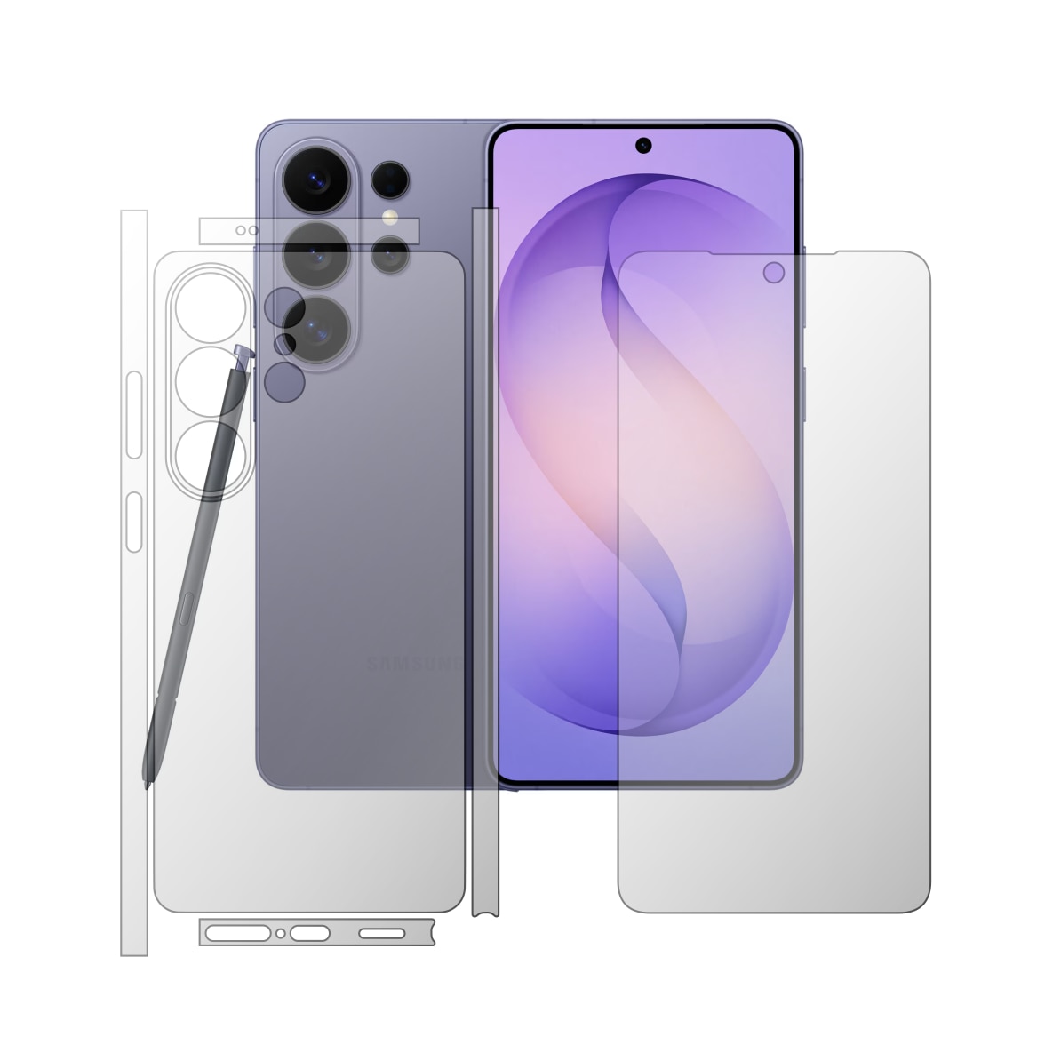 Folie Protectie Full Body iSkinz HD pentru Samsung Galaxy S26 Ultra - Split Cut, Siliconica pentru Ecran Spate si Laterale, Skin Adeziv Transparent Flexibil