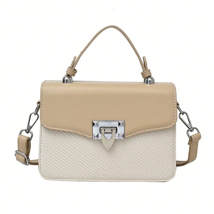 Női crossbody táska, egyszerű modell, törtfehér khaki színnel, kis méret
