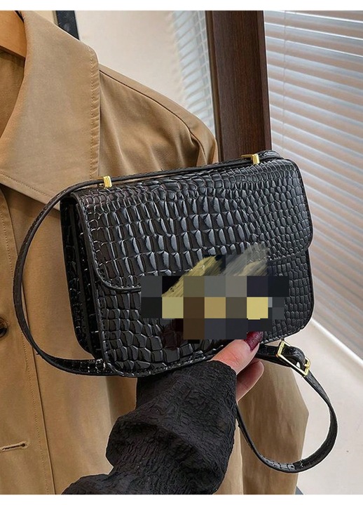 Geanta de dama, model cu imprimeu crocodil, versatila, de umar, multicolor.