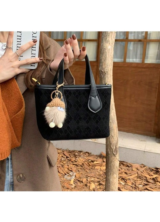 Női táska, koreai stílusú, vödör típusú táska, multifunkcionális, texturált, kicsi, színes.