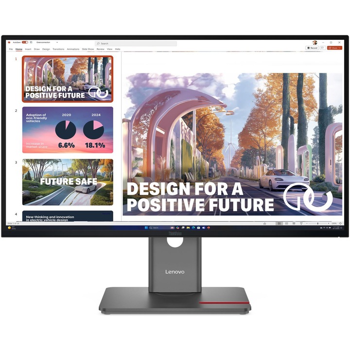 Monitor LED Lenovo ThinkVision P27QD-40, 27", QHD (2560x1440), IPS, 120Hz, 4ms GtG (Extreme mode) / 6ms GtG (Typical mode), Low Blue Light, Eyesafe® Display 2.0, RJ-45, HDMI 2.1, DP 1.4, USB-C (DP), Vesa 100x100mm, Pivot, Raven Black