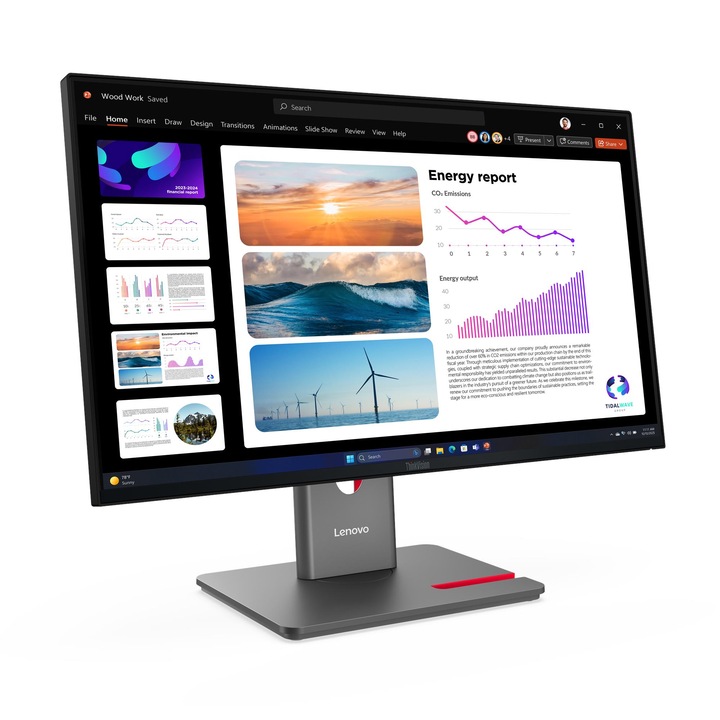 Monitor LED Lenovo ThinkVision P24Q-40, 23.8", QHD (2560x1440), IPS, 120Hz, 4ms GtG (Extreme mode) / 6ms GtG (Typical mode), Eyesafe® Display 2.0, TÜV Low Blue Light, HDMI 2.1, DP 1.4, USB-C, Vesa 100x100mm, Pivot, Raven Black