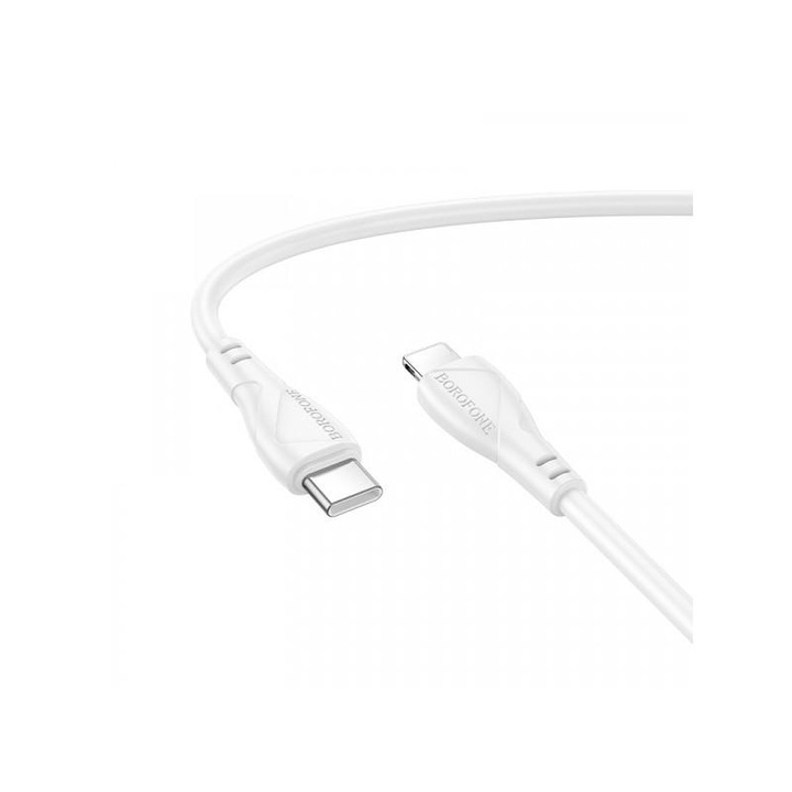 Cablu Date si Incarcare USB-C - Lightning Borofone BX121 Energy 27W 1m Alb