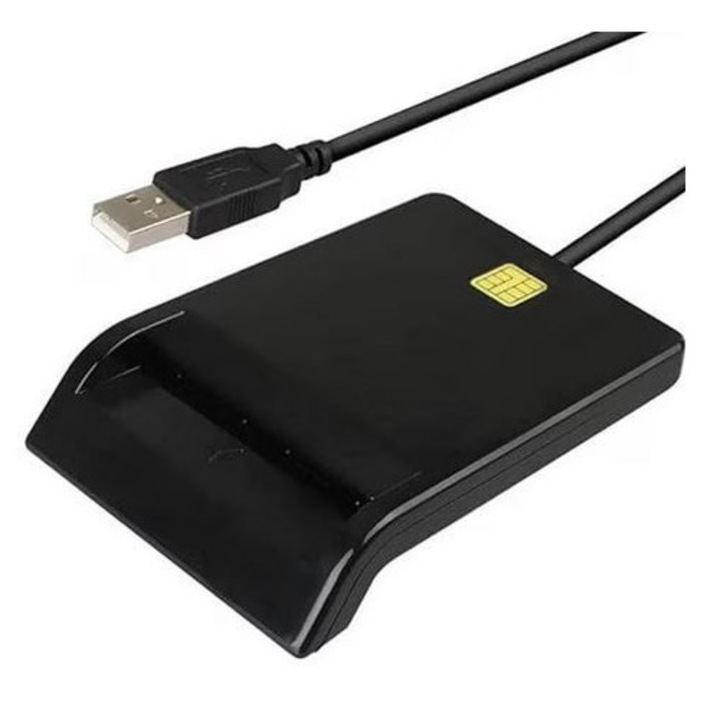 Cititor electronic carti de identitate, Smart Card FlatReader, compatibilitate USB-A, Negru