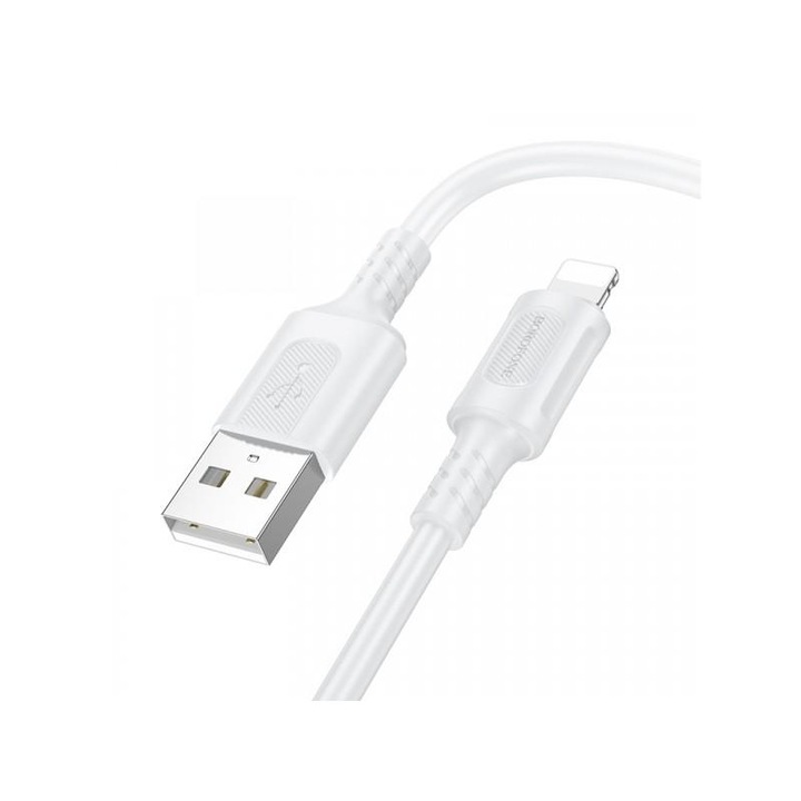 Cablu de date și încărcare USB-A - Lightning Borofone BX111, 18W, 1m, alb